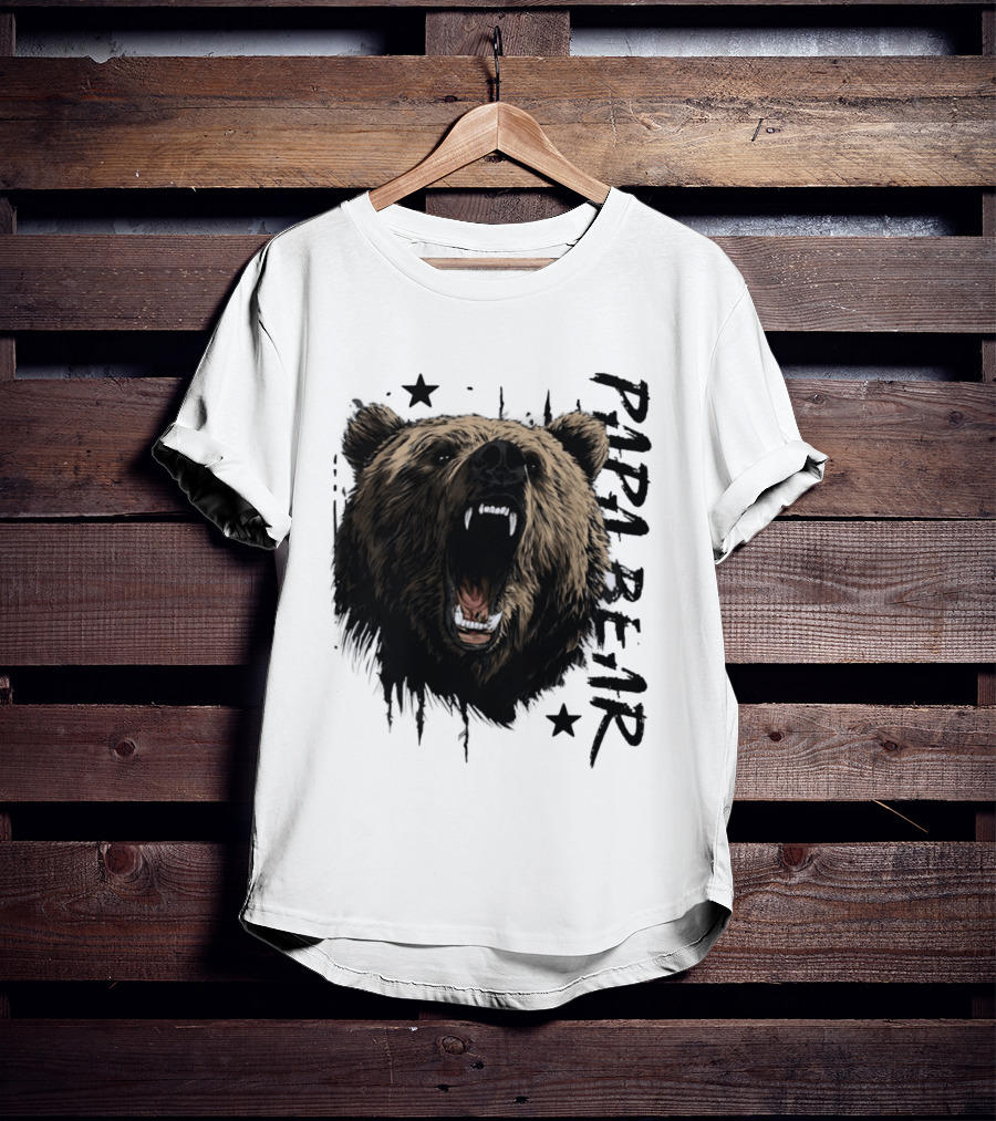 Roaring Grizzly Bear Papa Bear Fierce Wildlife Expression T-Shirt