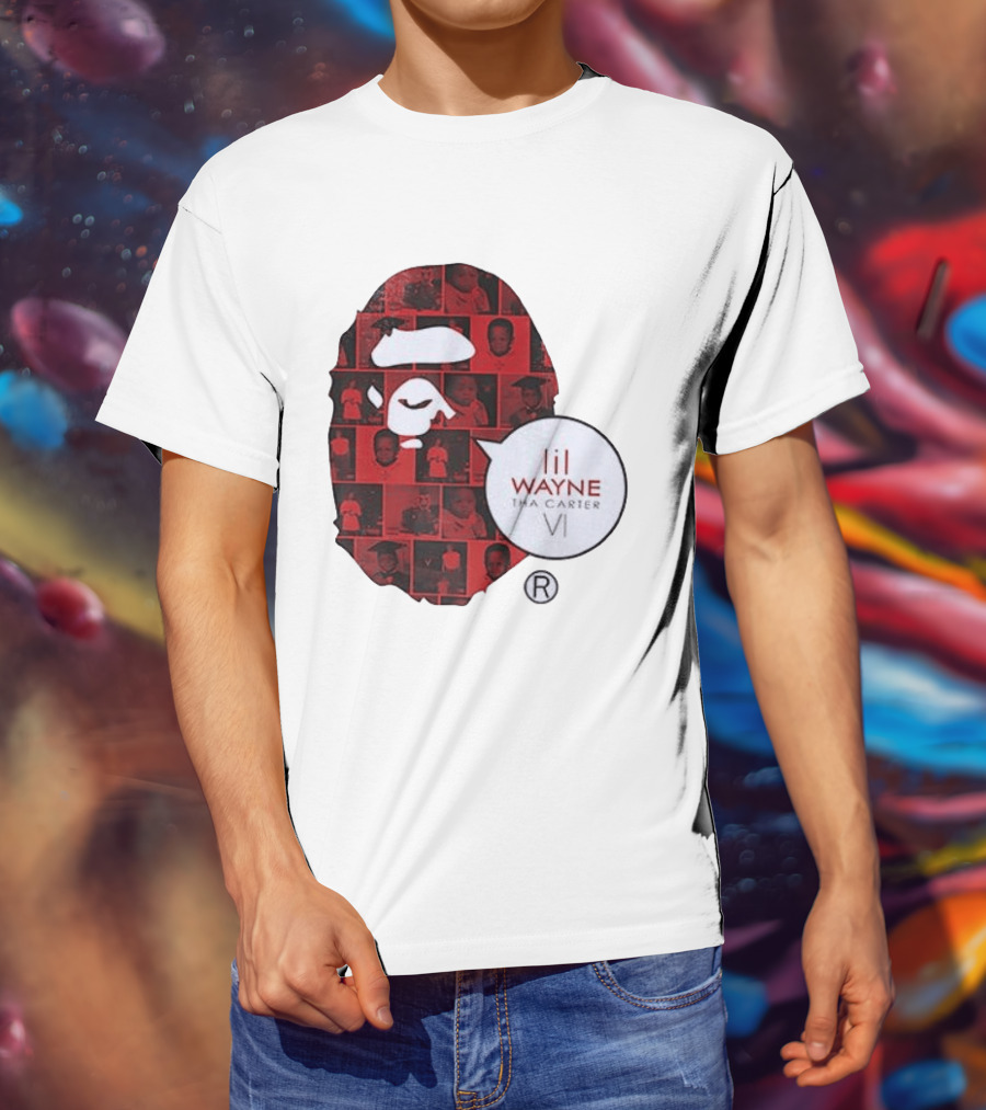 Lil Wayne Tha Carter VI BAPE Collaboration Red Photo Collage T-Shirt