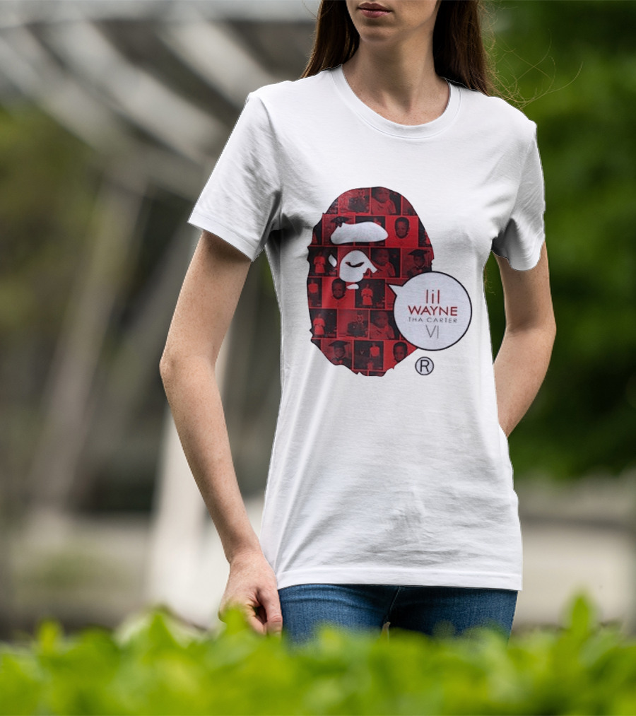 Lil Wayne Tha Carter VI BAPE Collaboration Red Photo Collage T-Shirt