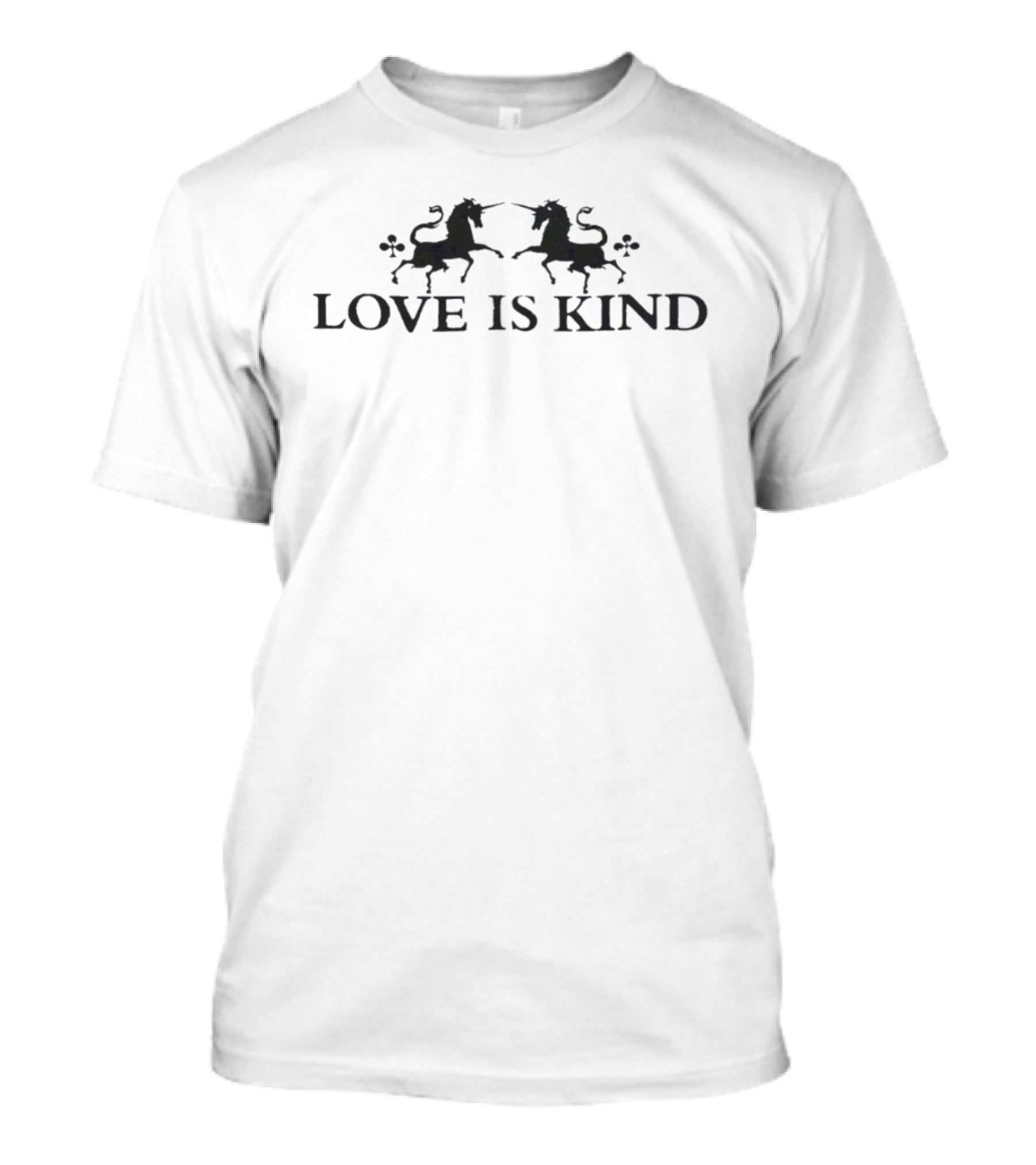 Love Is Kind Unicorns And Clubs Motif T-Shirt