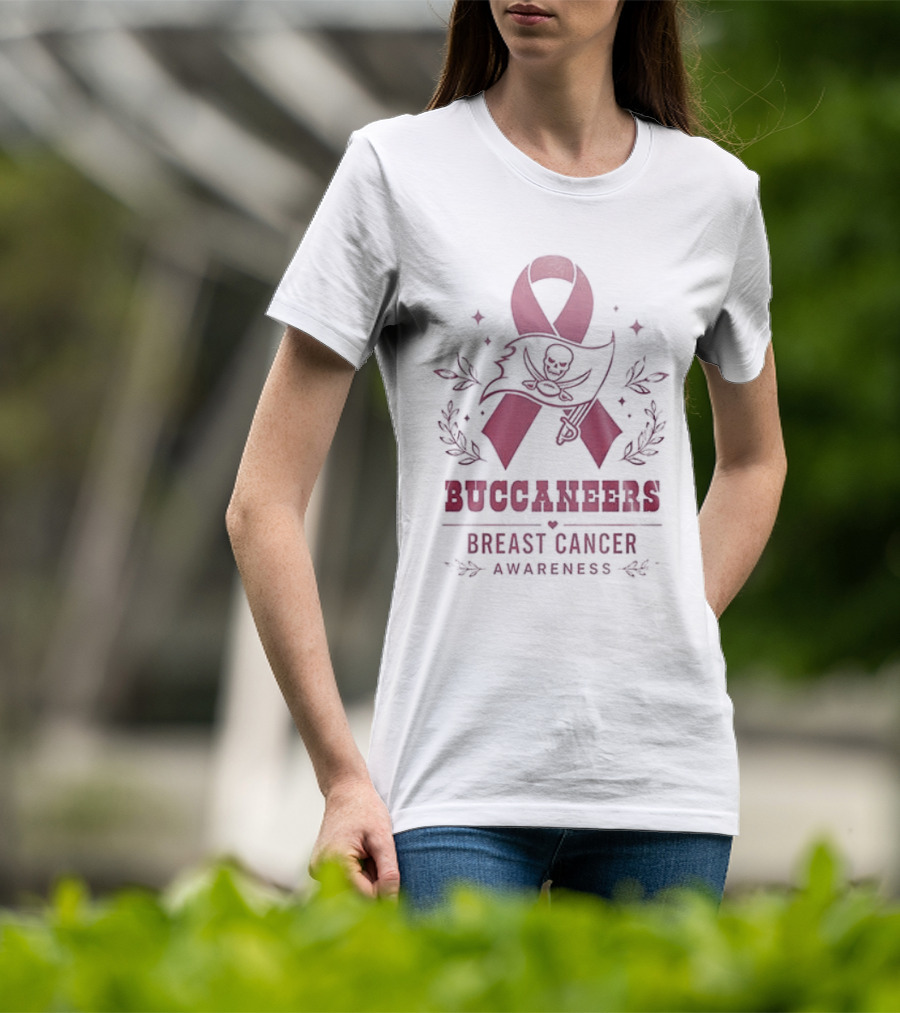 Tampa Bay Buccaneers Breast Cancer Awareness Ribbon Support T-Shirt