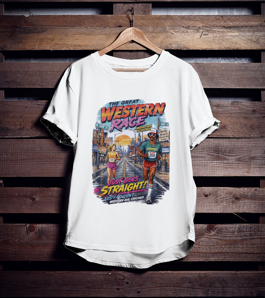 The Great Western Race Marathon Chicago 135th To Lunt Western Ave T-Shirt
