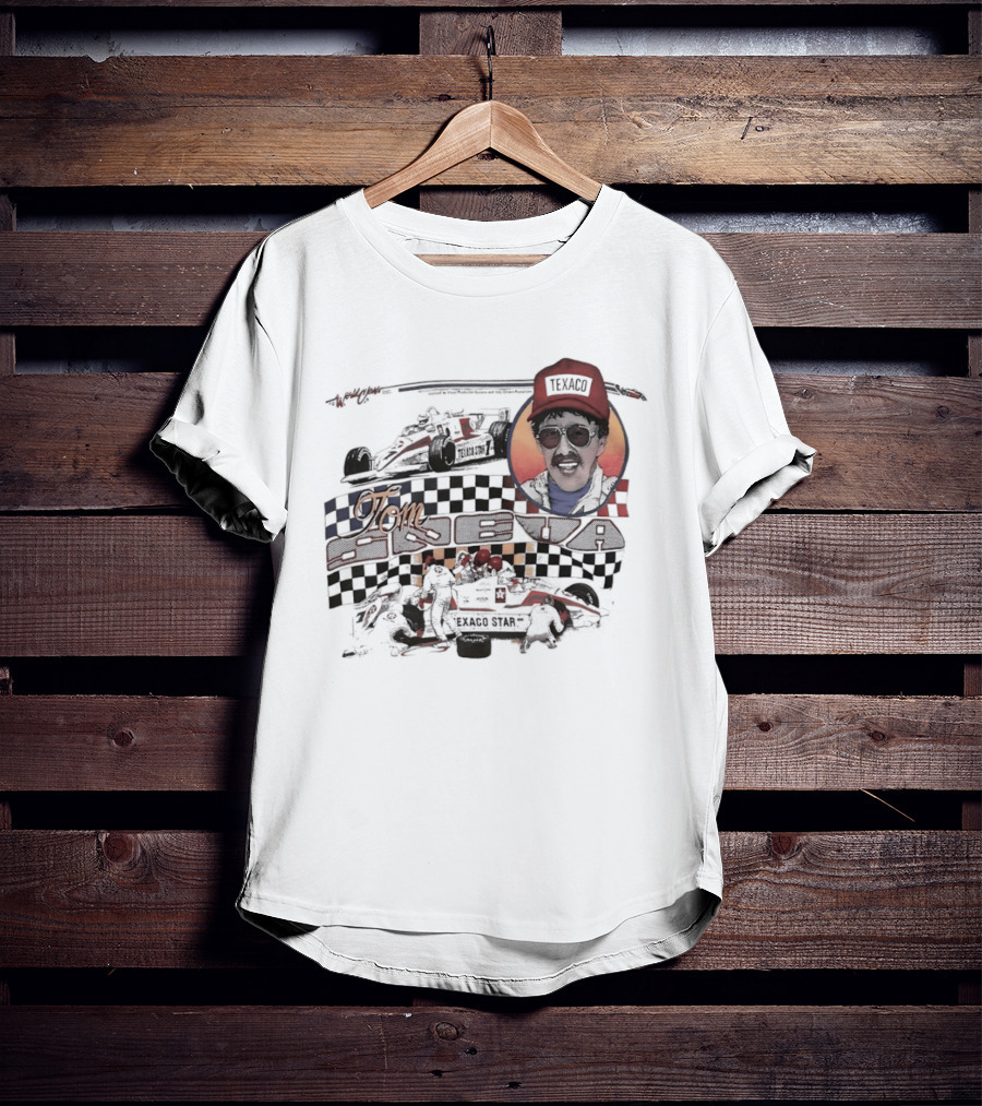 Tom Sneva Texaco Racing Checkered Flags And Car T-Shirt