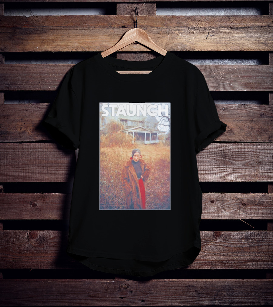 STAUNCH Vintage Fur Coat Homestead Scene T-Shirt