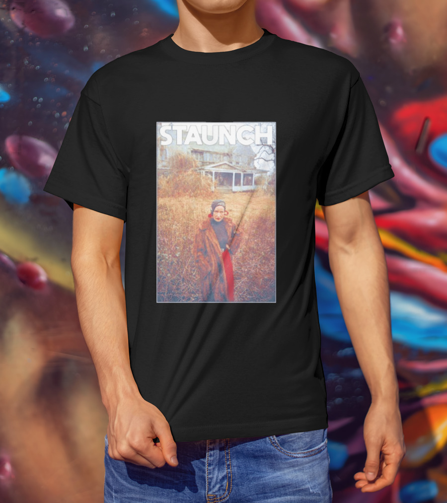 STAUNCH Vintage Fur Coat Homestead Scene T-Shirt
