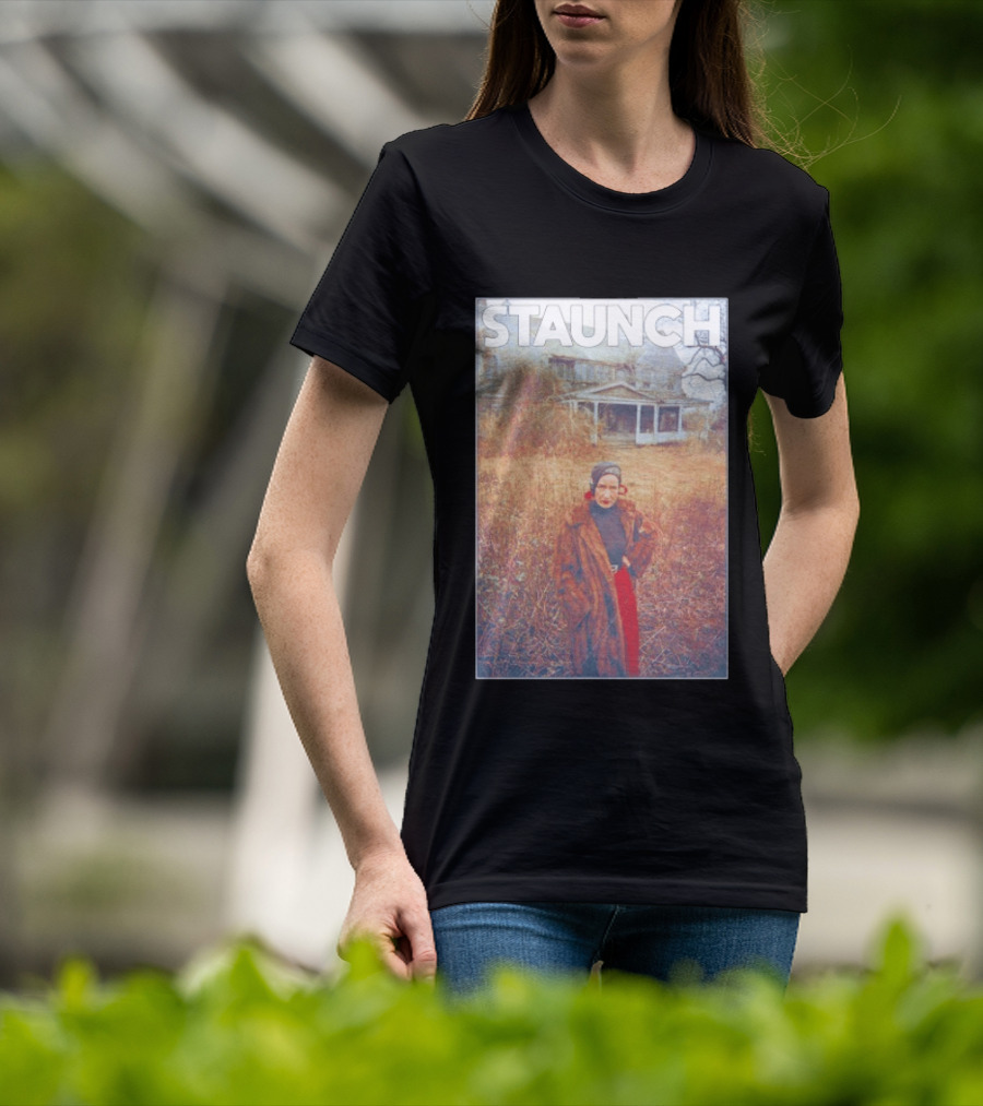 STAUNCH Vintage Fur Coat Homestead Scene T-Shirt