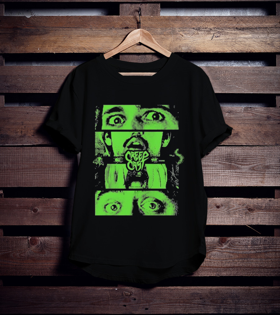 CreepCast Horror Retro Comic Green Face T-Shirt