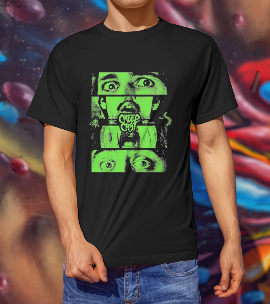 CreepCast Horror Retro Comic Green Face T-Shirt