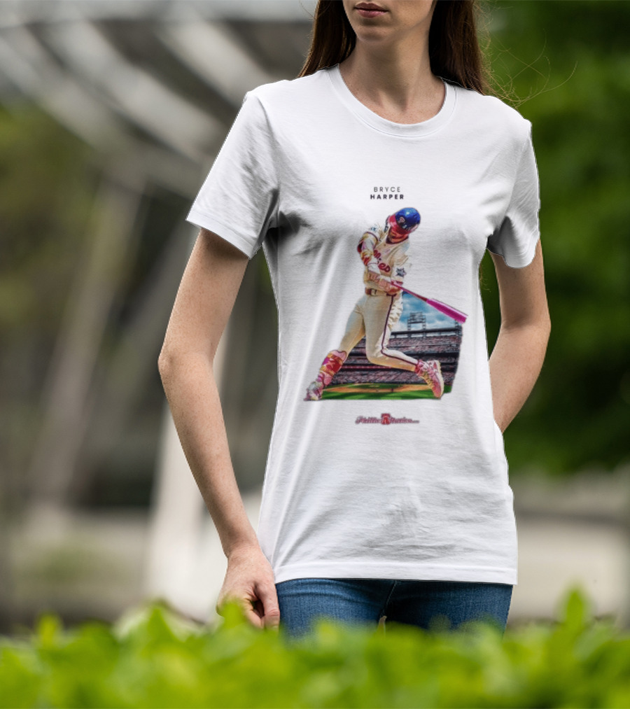 Bryce Harper Philadelphia Phillies Baseball Action Stadium Scene T-Shirt