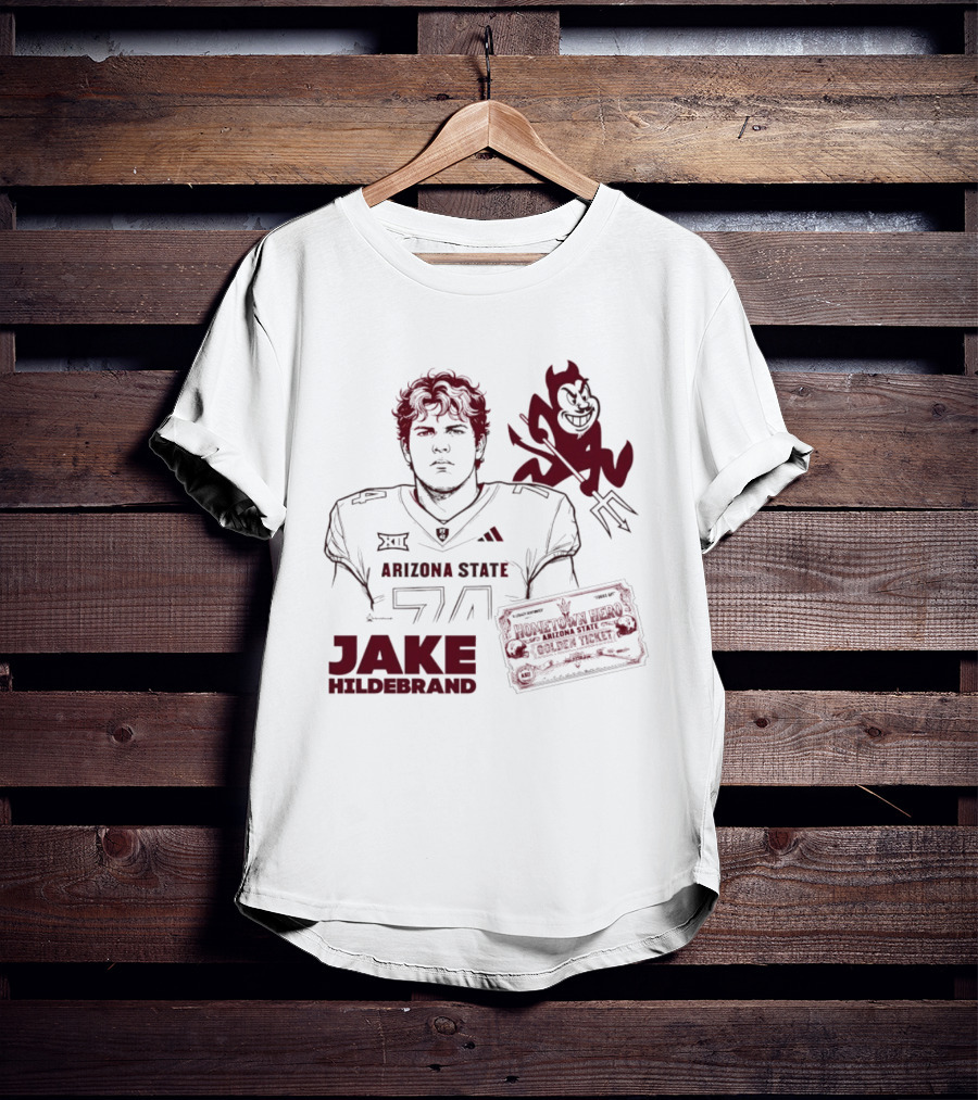 Jake Hildebrand Arizona State Sun Devils Football 74 Hometown Hero Golden Ticket T-Shirt