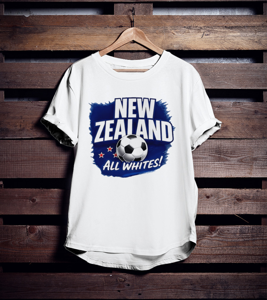 New Zealand All Whites Soccer Team Stars And Ball T-Shirt