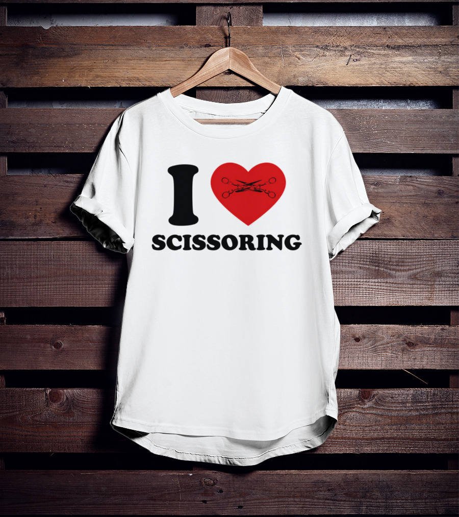 I Love Scissoring Heart With Crossed Scissors T-Shirt