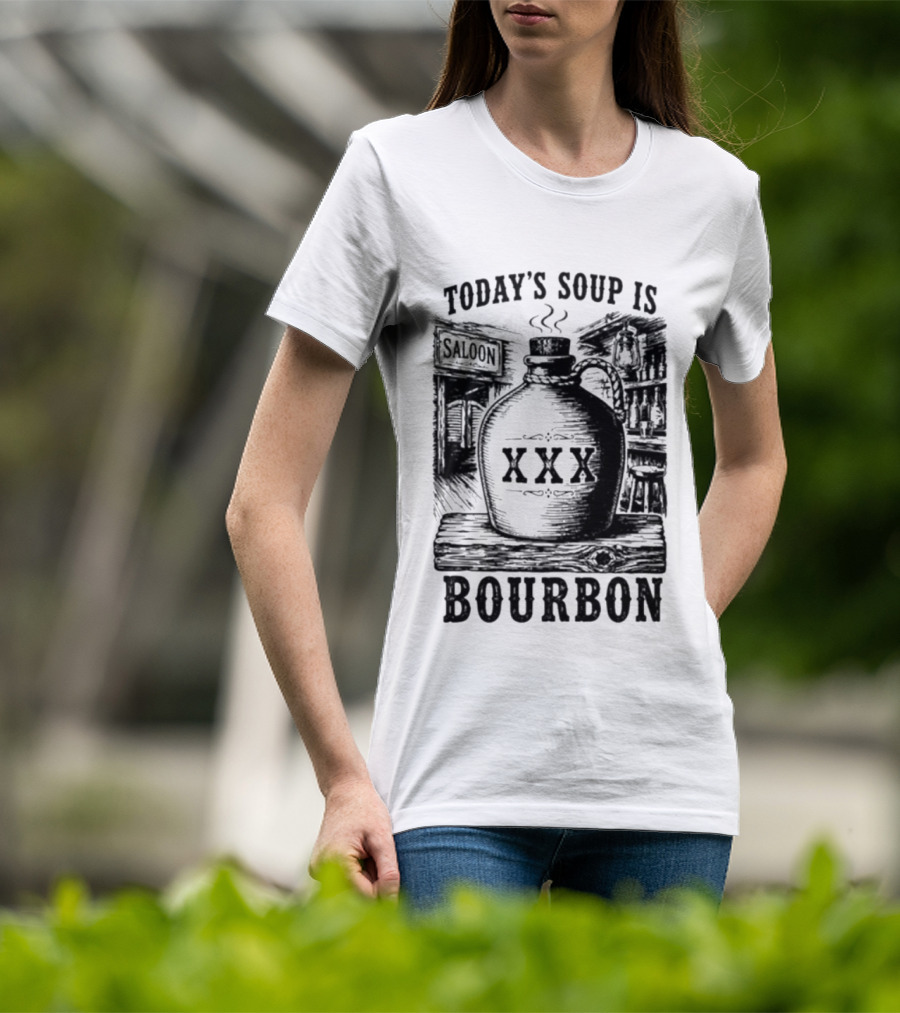 Today's Soup Is Saloon XXX Bourbon Vintage Western Barrel T-Shirt