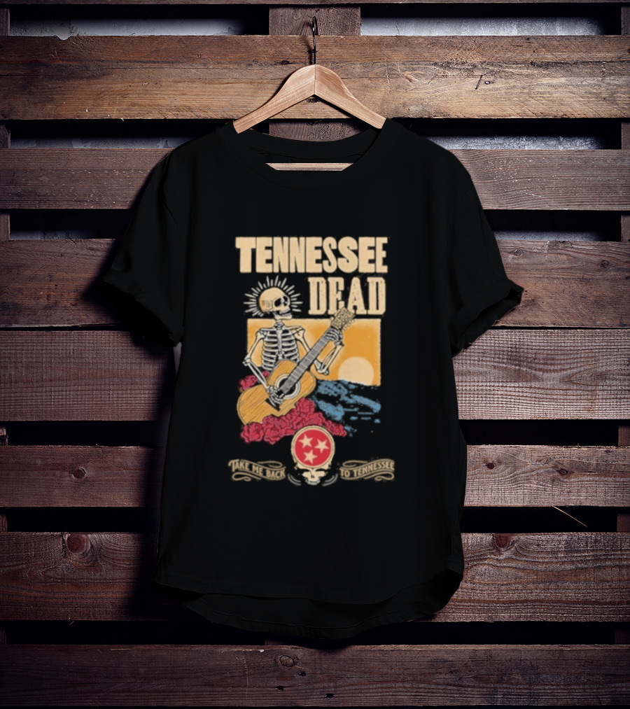 Tennessee Dead United States Of Take Me Back Skeleton Guitar Sun Roses T-Shirt