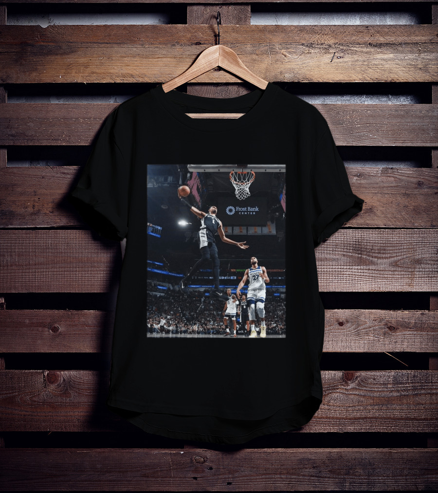 Victor Wembanyama Dunk Spurs Vs Timberwolves Frost Bank Center T-Shirt