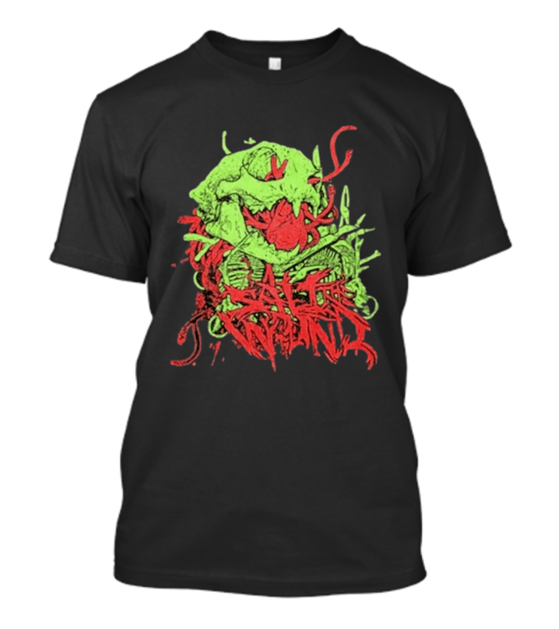 Boot And Annoy Skull Acid Green Red T-Shirt