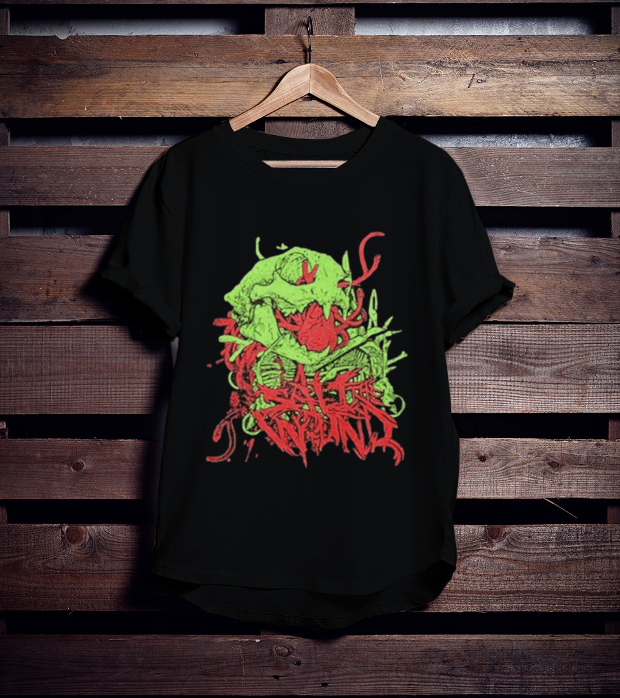 Boot And Annoy Skull Acid Green Red T-Shirt