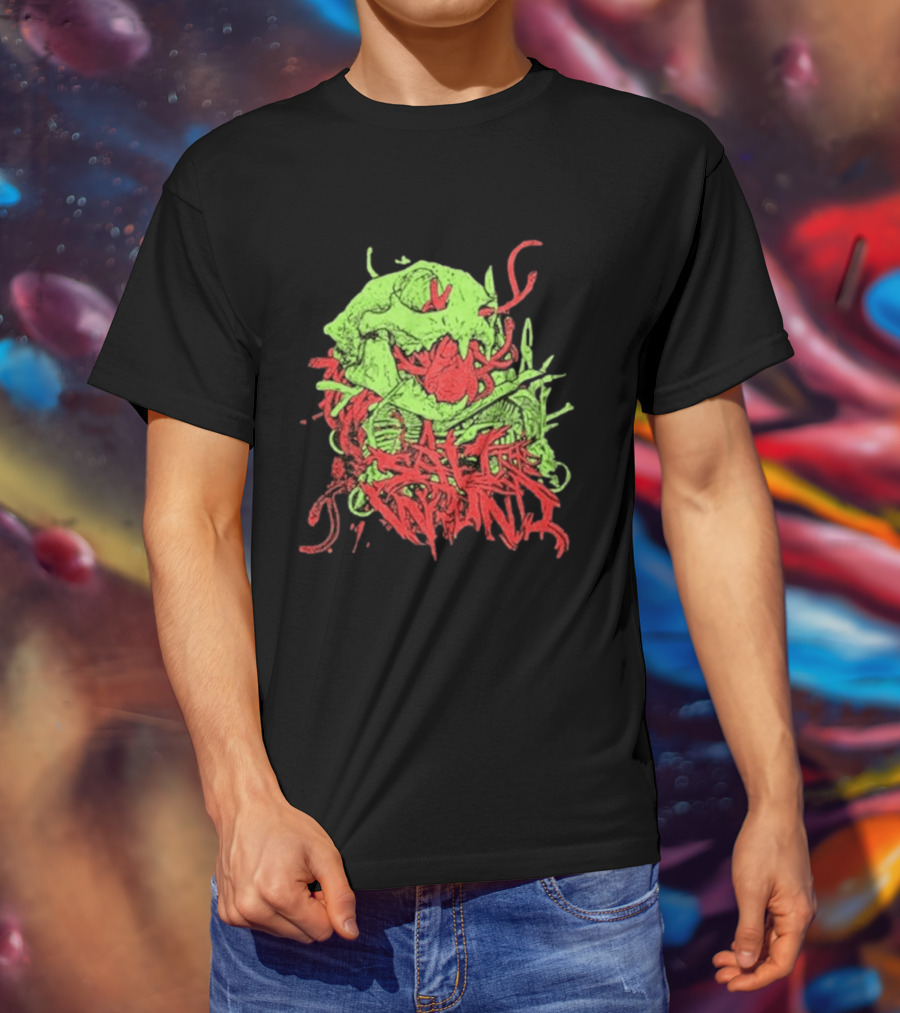 Boot And Annoy Skull Acid Green Red T-Shirt