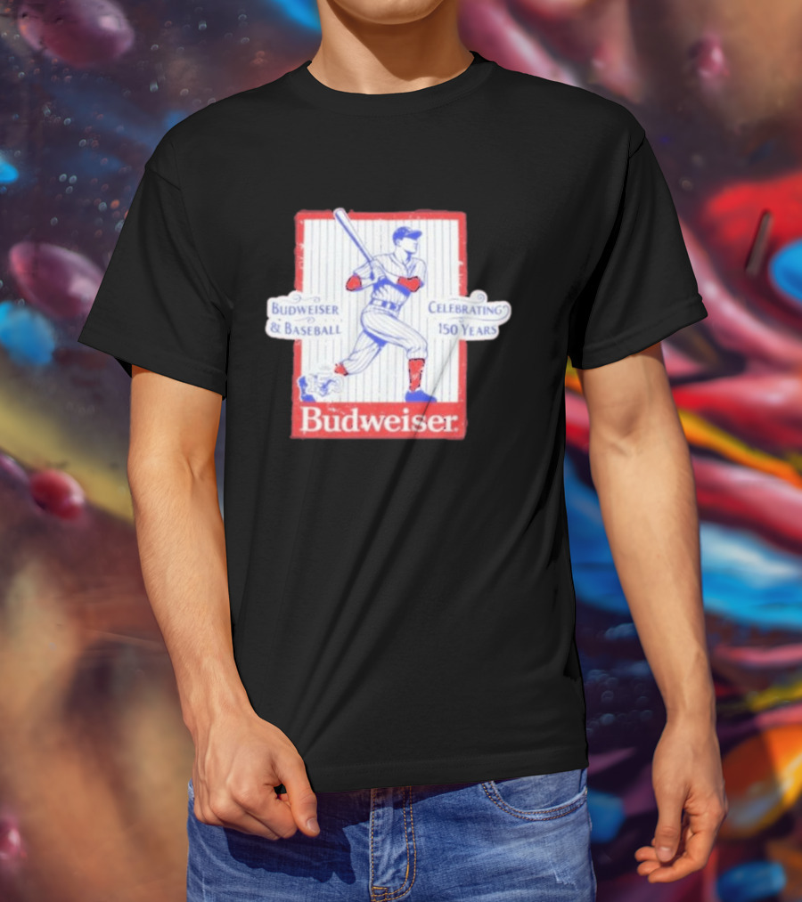 Budweiser Baseball Celebrating 150 Years Vintage Iconic Batter T-Shirt
