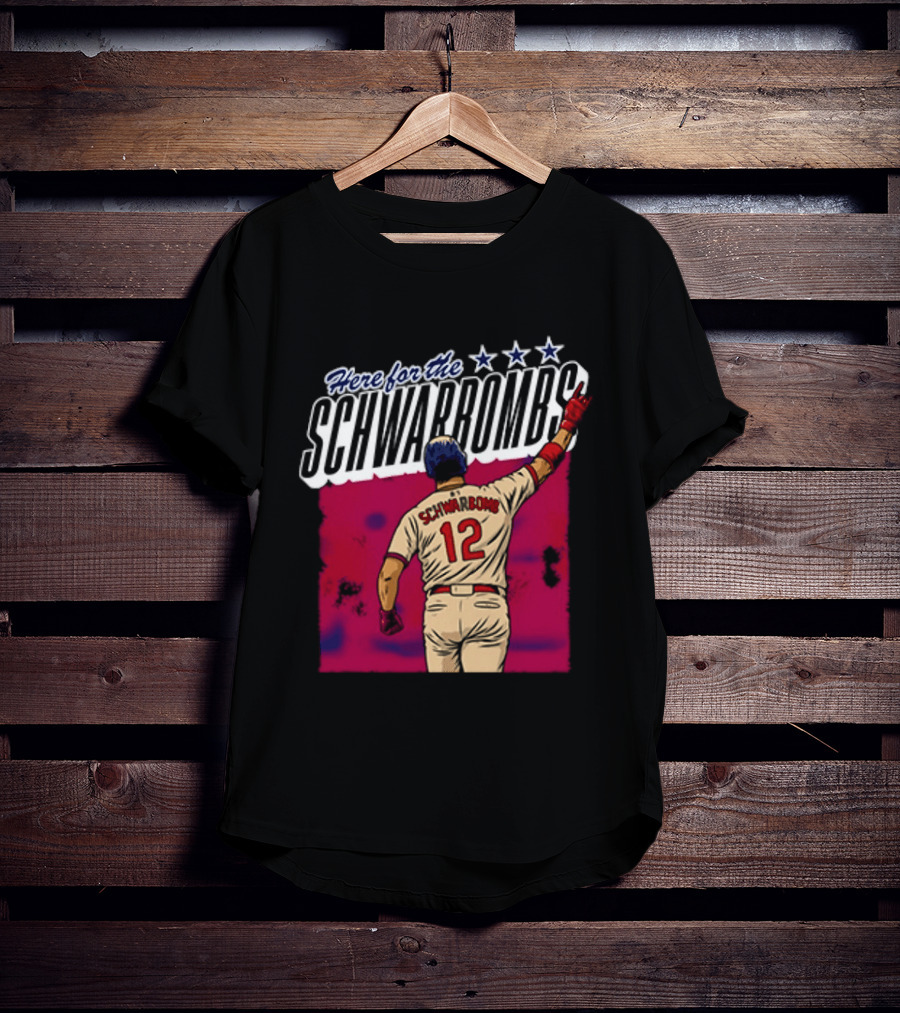 Here For The Schwarbombs Kyle Schwarber 12 Baseball T-Shirt