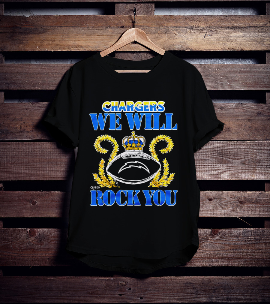 Chargers We Will Rock You Queen 2026 Football Crown Laurel T-Shirt