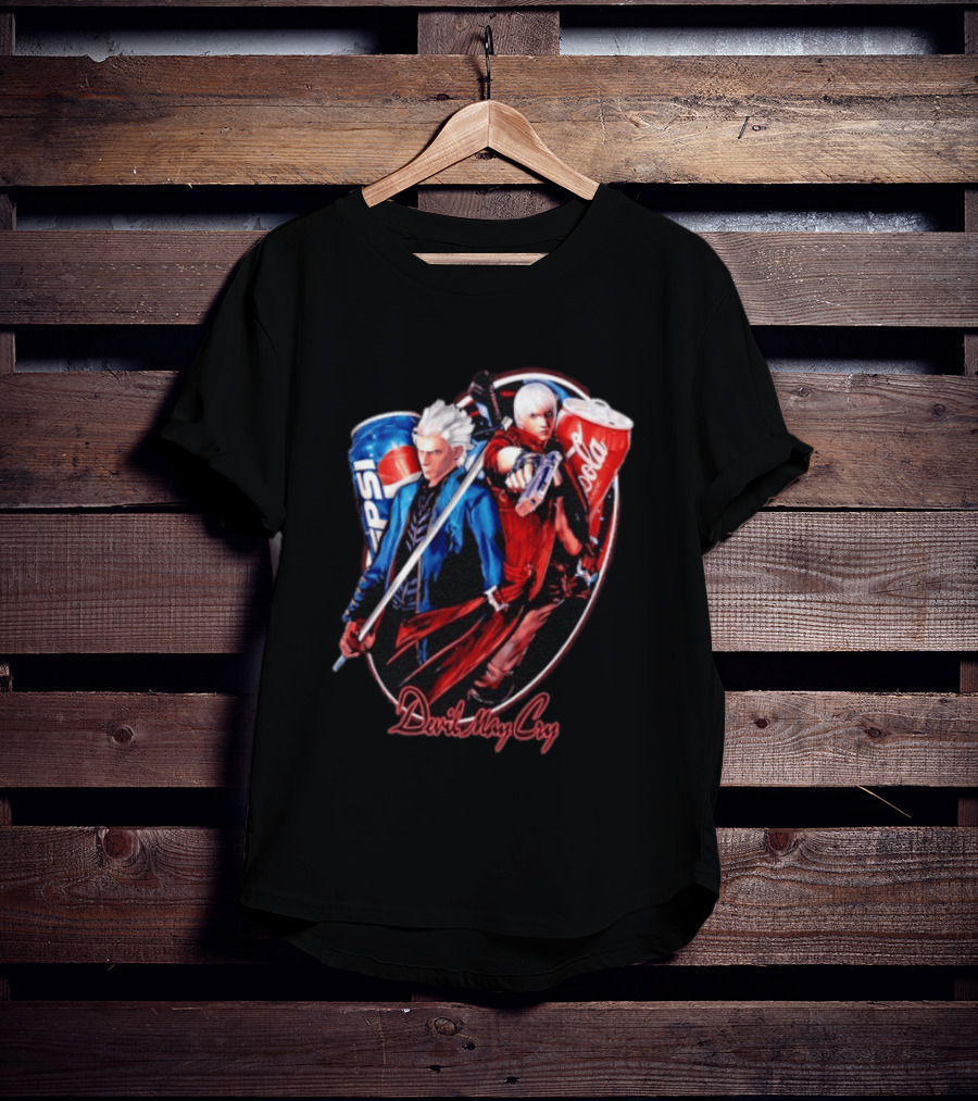 Devil May Cry Dante Vergil Pepsi Coca Cola Drink Battle T-Shirt
