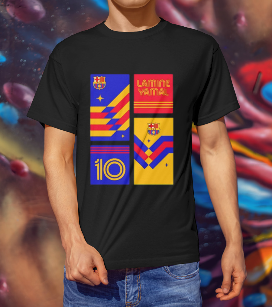 FC Barcelona Lamine Yamal 10 Vibes With Team Colors And Crest T-Shirt