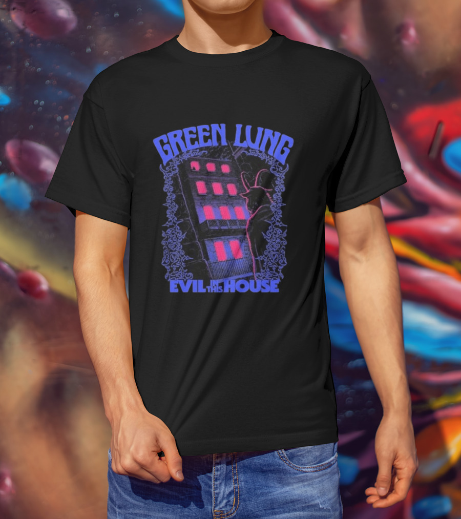 Green Lung Necropolitan Exclusive Evil In This House Haunted Building And Creature T-Shirt