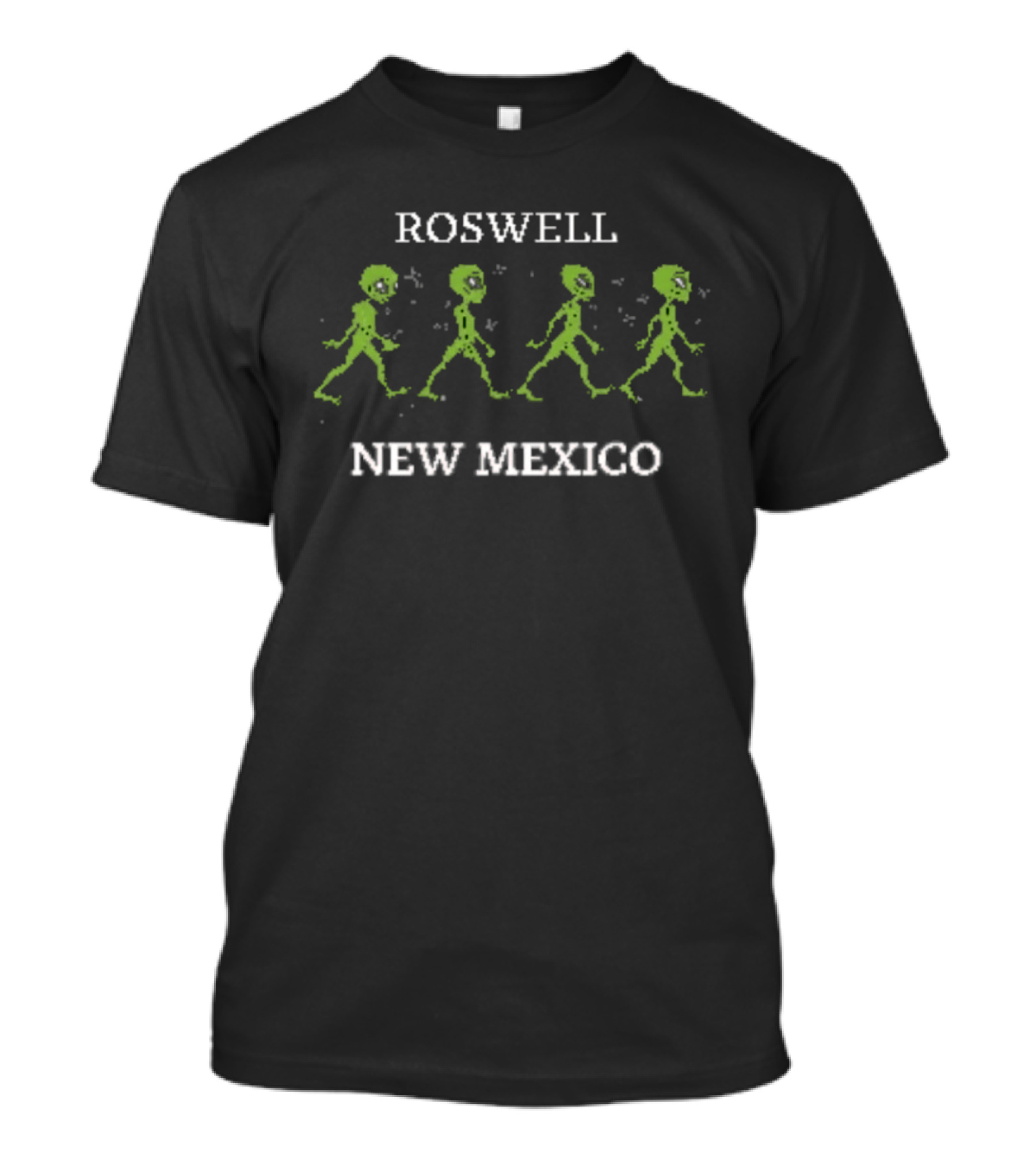 Roswell New Mexico Alien Walking Green Figures T-Shirt