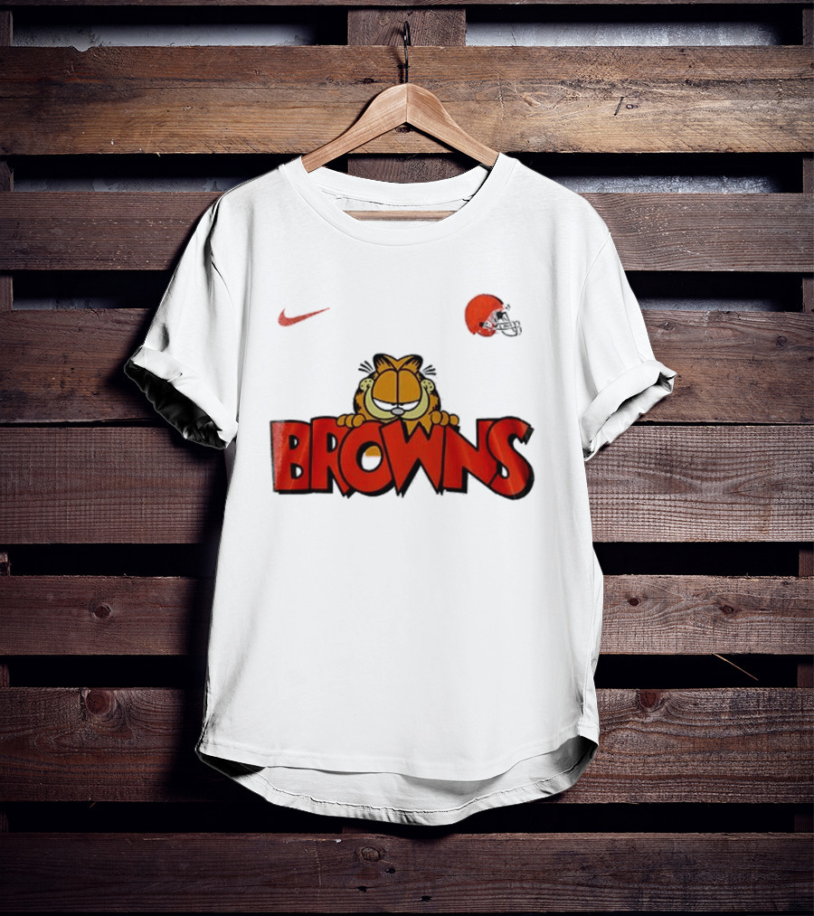 Cleveland Browns Garfield Orange Cat Helmet Nike T-Shirt