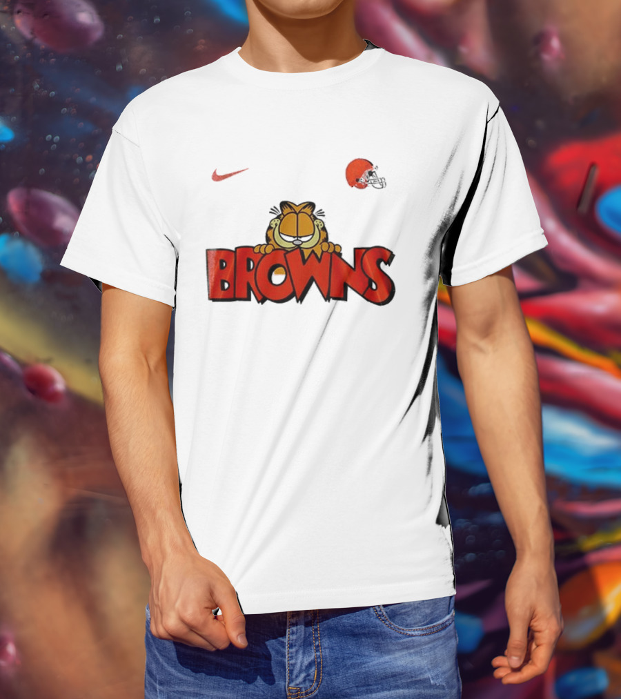 Cleveland Browns Garfield Orange Cat Helmet Nike T-Shirt