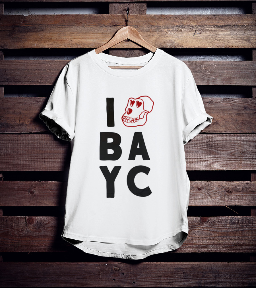 I Love BAYC Red Heart Eyed Skull T-Shirt