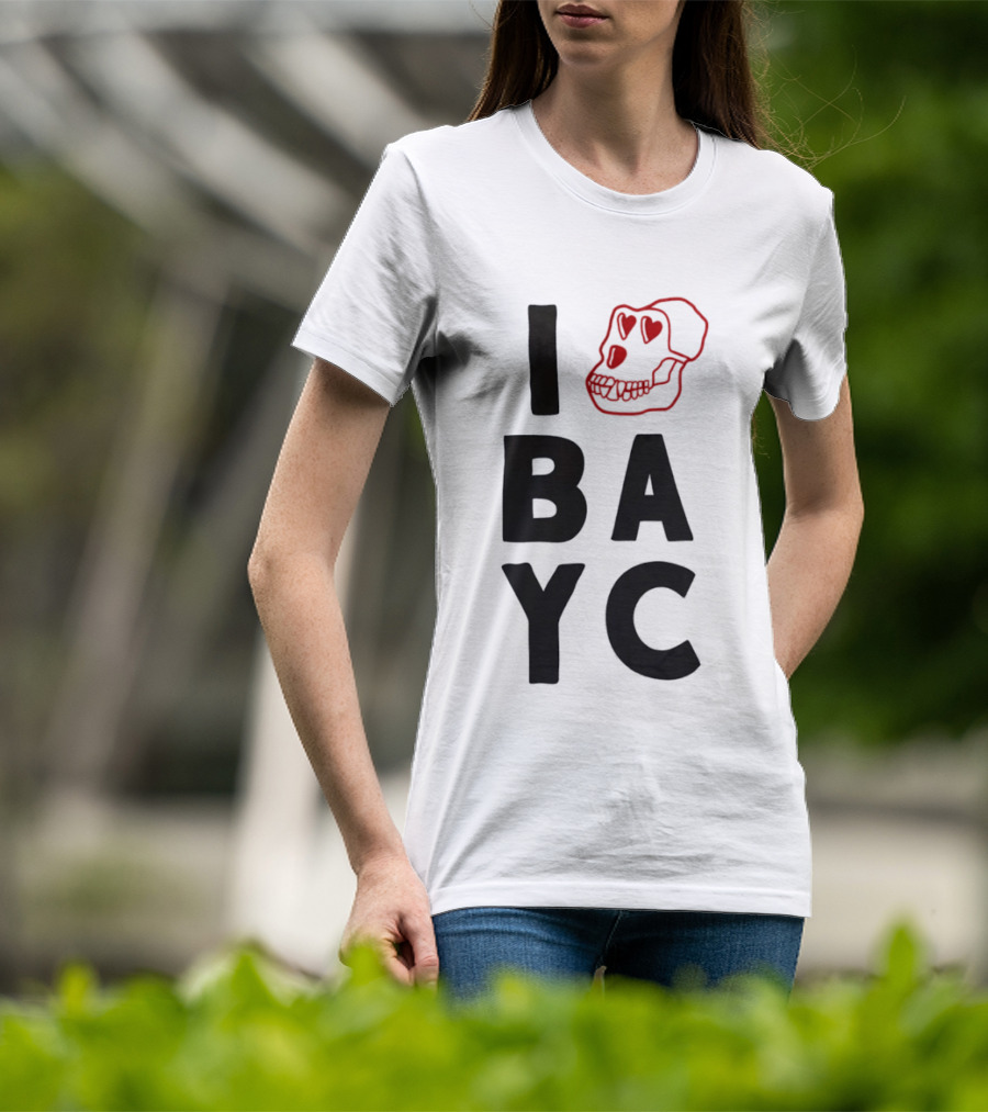 I Love BAYC Red Heart Eyed Skull T-Shirt