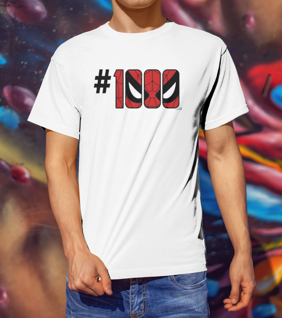 #1000 Spider Man Mask Red Web T-Shirt