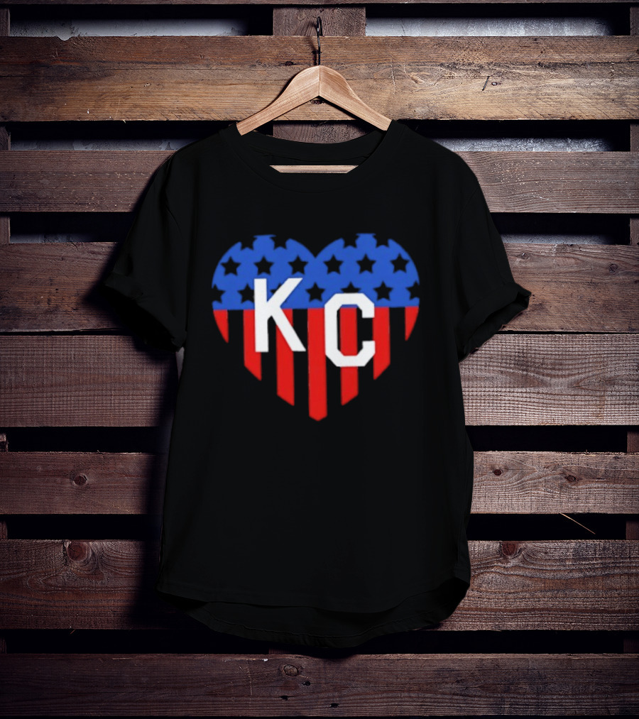 USA Stars Stripes Heart KC Kansas City T-Shirt
