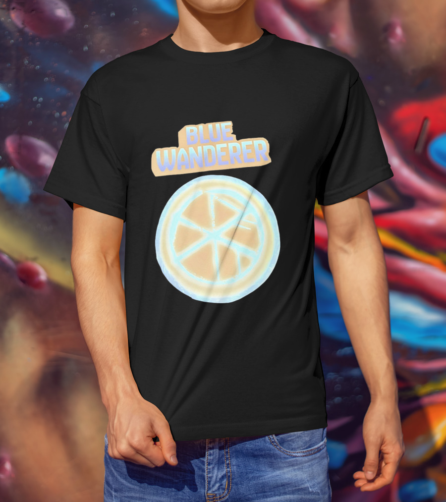Blue Wanderer Basketball Neon Glow Circle T-Shirt