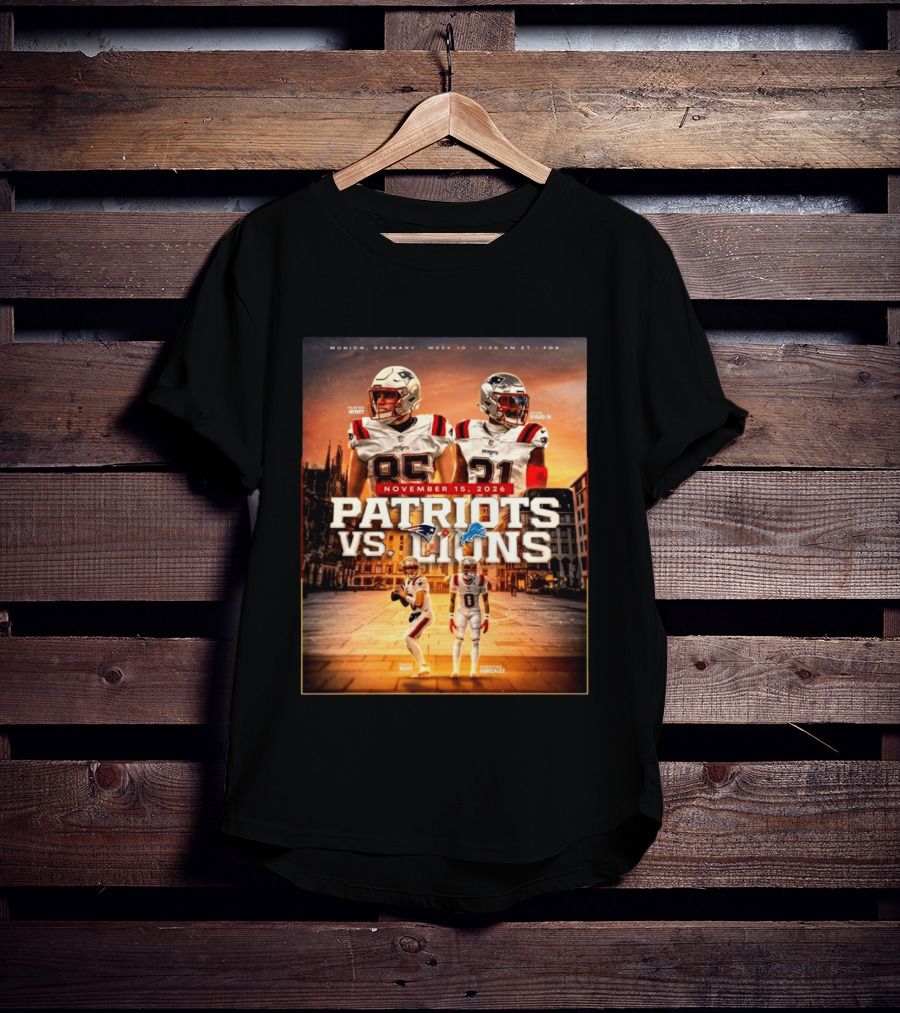 New England Patriots Vs Detroit Lions November 15 2026 Munich Germany Week 10 FOX T-Shirt