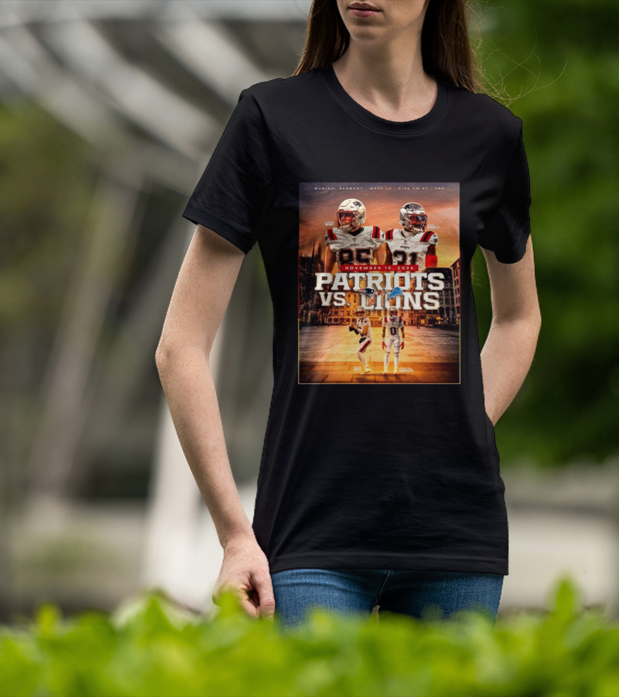 New England Patriots Vs Detroit Lions November 15 2026 Munich Germany Week 10 FOX T-Shirt