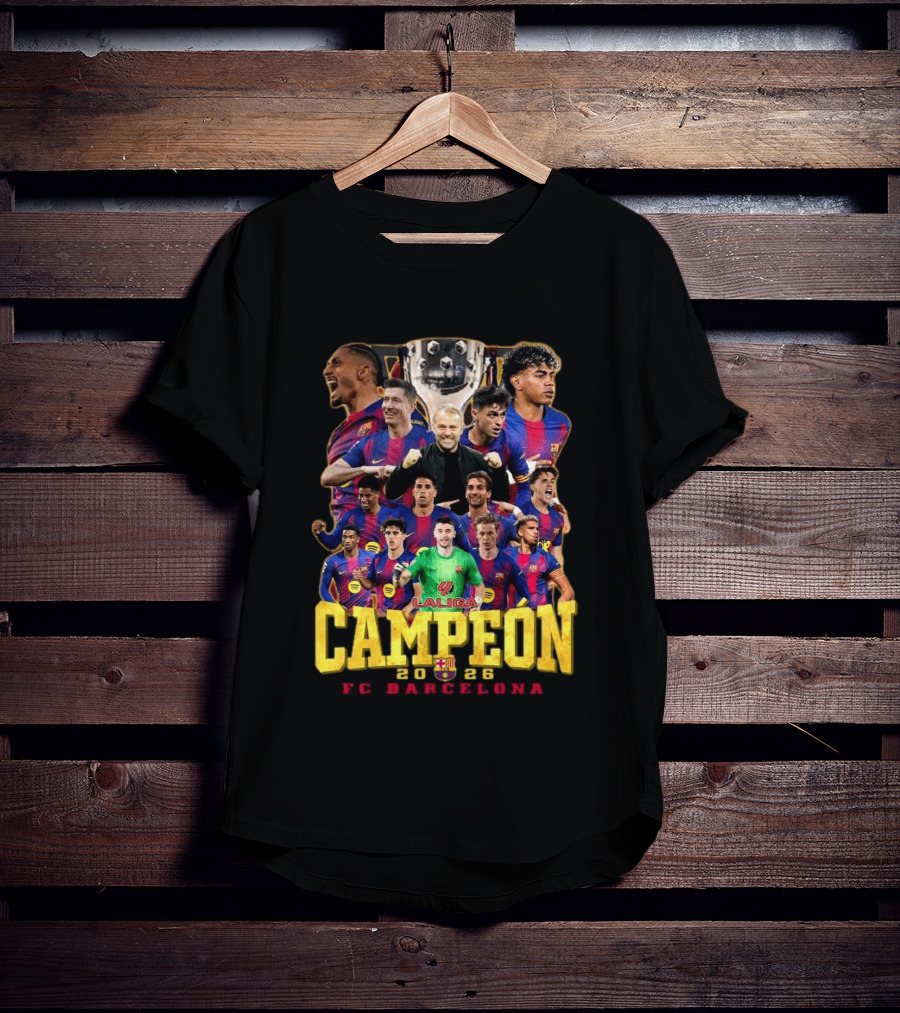 Laliga Campeón 2026 FC Barcelona Players Celebration T-Shirt