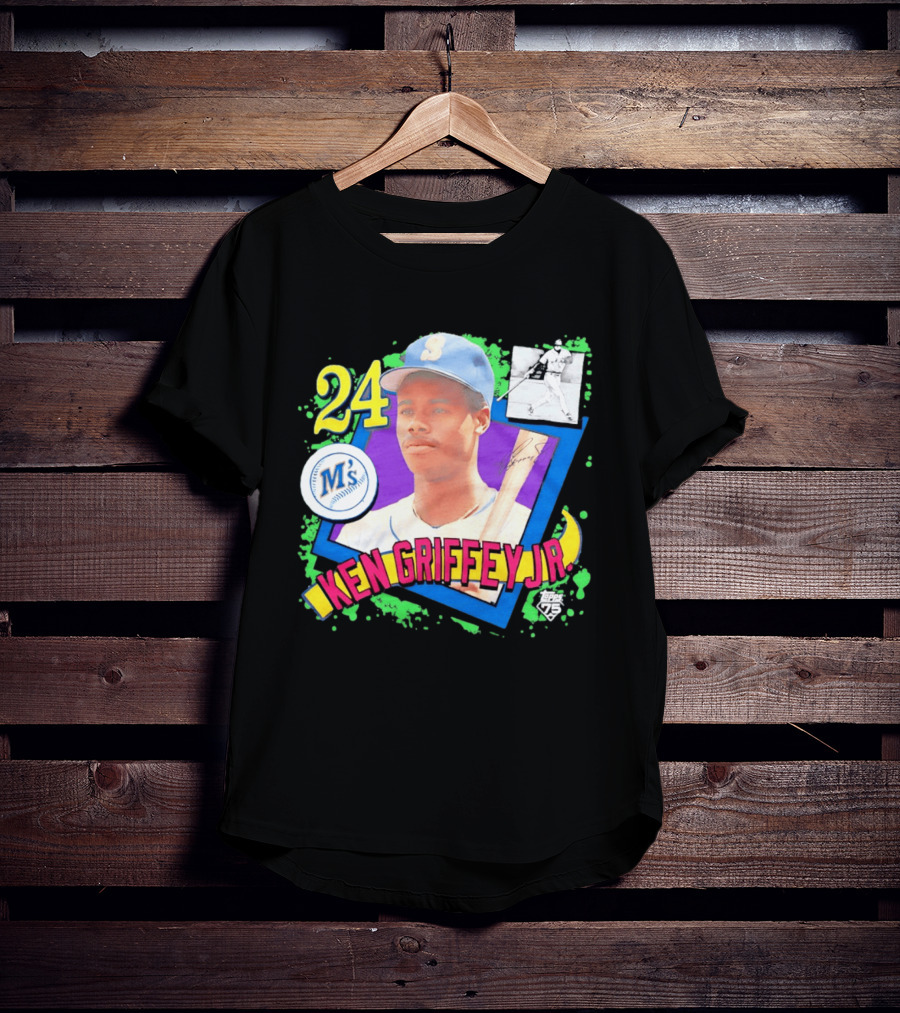 24 Ken Griffey Jr Seattle Mariners M's Topps 75 Remix Graffiti T-Shirt