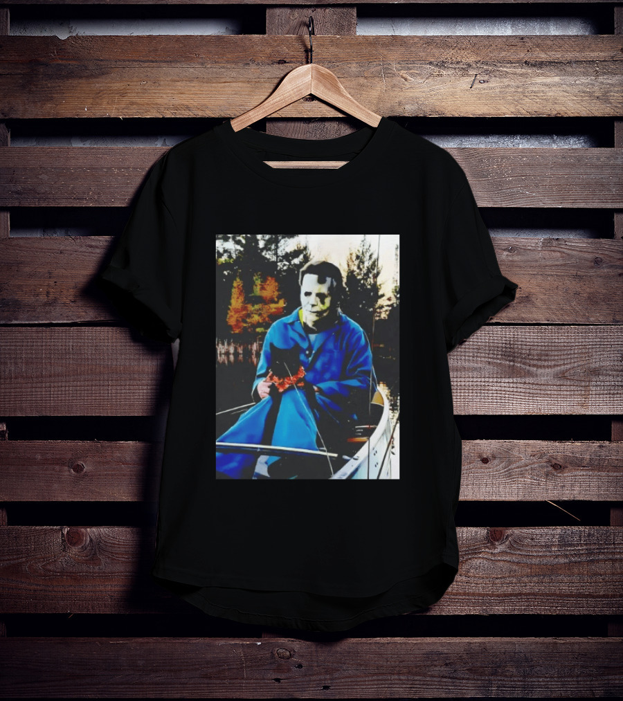 Michael Myers Lake Fishing With Cat In Boat T-Shirt