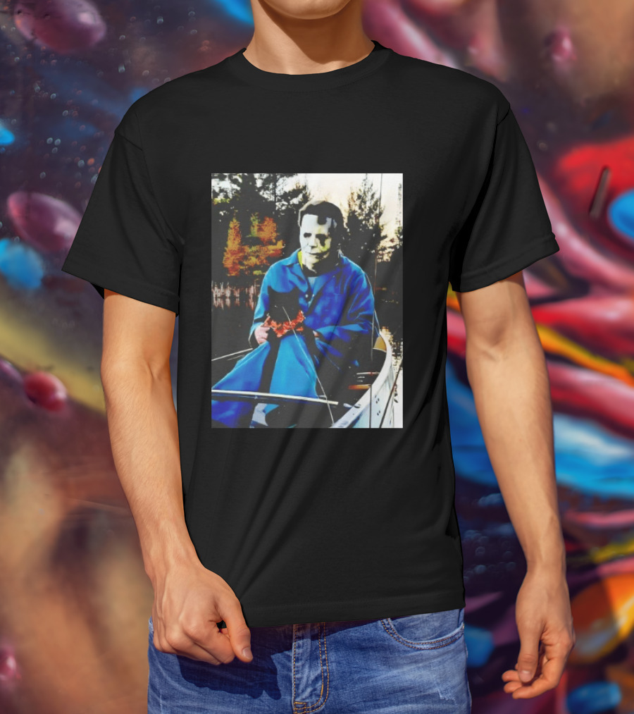 Michael Myers Lake Fishing With Cat In Boat T-Shirt
