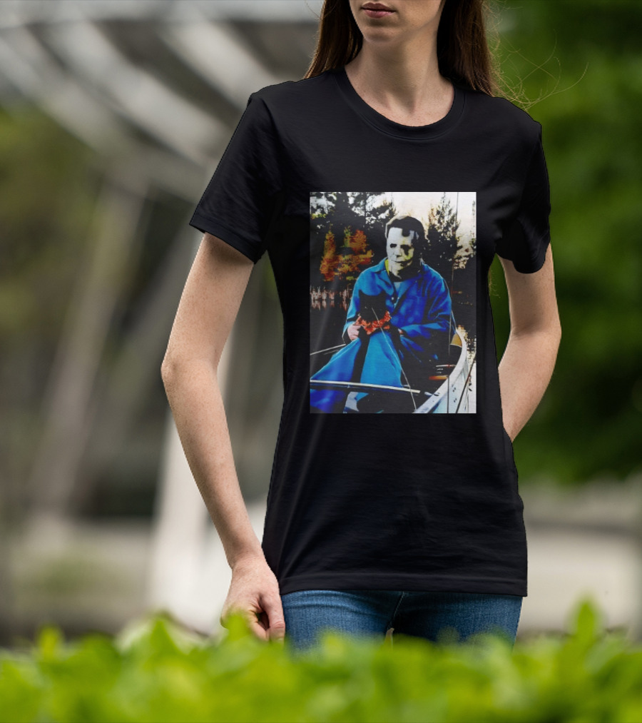 Michael Myers Lake Fishing With Cat In Boat T-Shirt