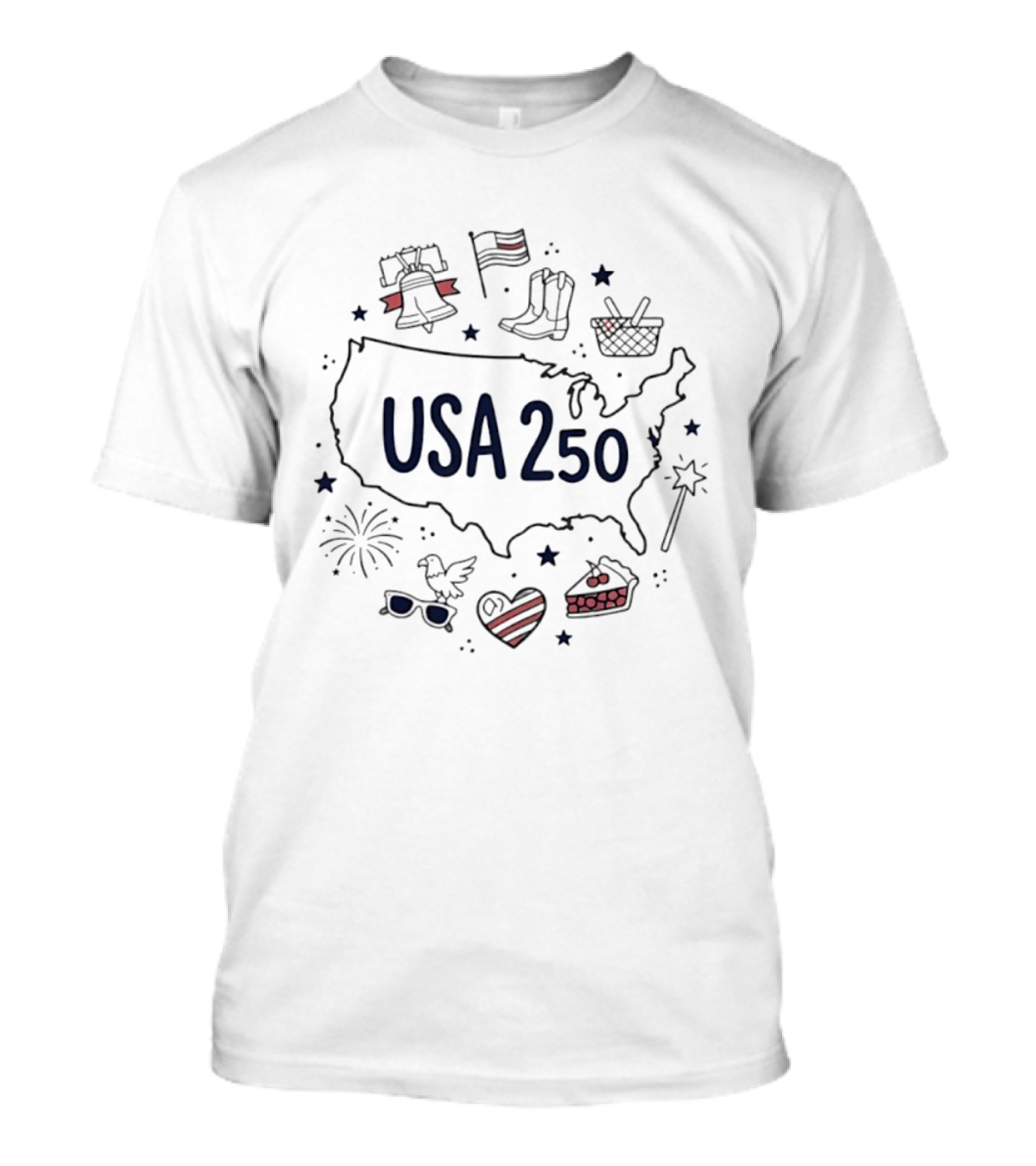 USA 250 Map With Patriotic T-Shirt