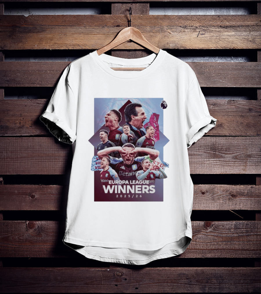 Aston Villa Europa League Champions 2025 2026 Betano Premier League T-Shirt