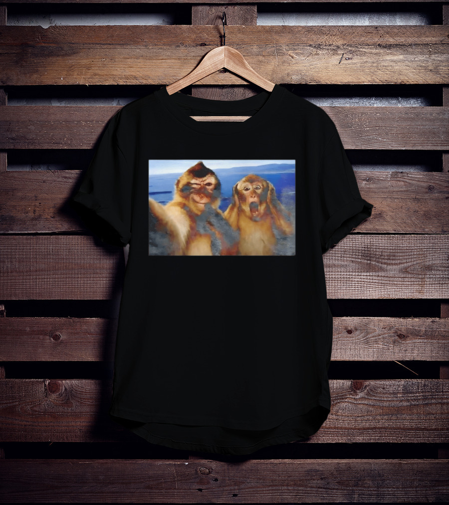 Funny Thinking Monkey Meme Surprised Expression Moments T-Shirt