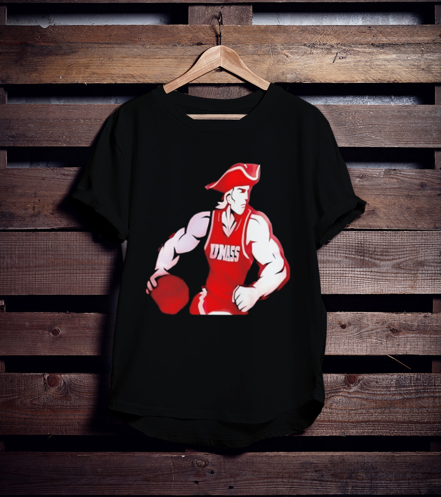 UMass Minutemen Basketball Red Jersey Embroidery T-Shirt