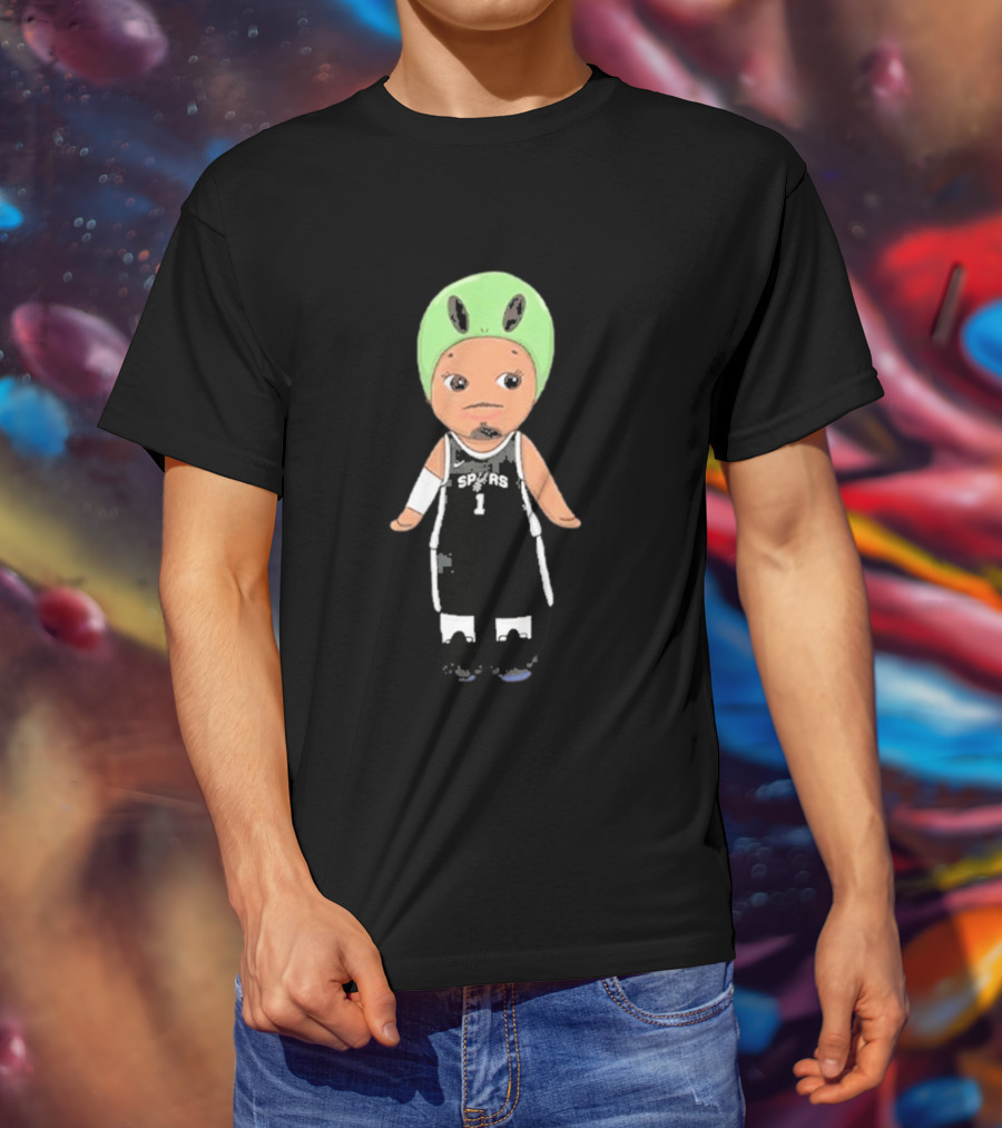 Victor Wembanyama Spurs Alien Chibi Basketball T-Shirt