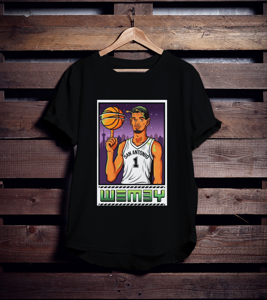Wembanyama San Antonio Spurs Wemby Giclee Basketball Star Number 1 T-Shirt
