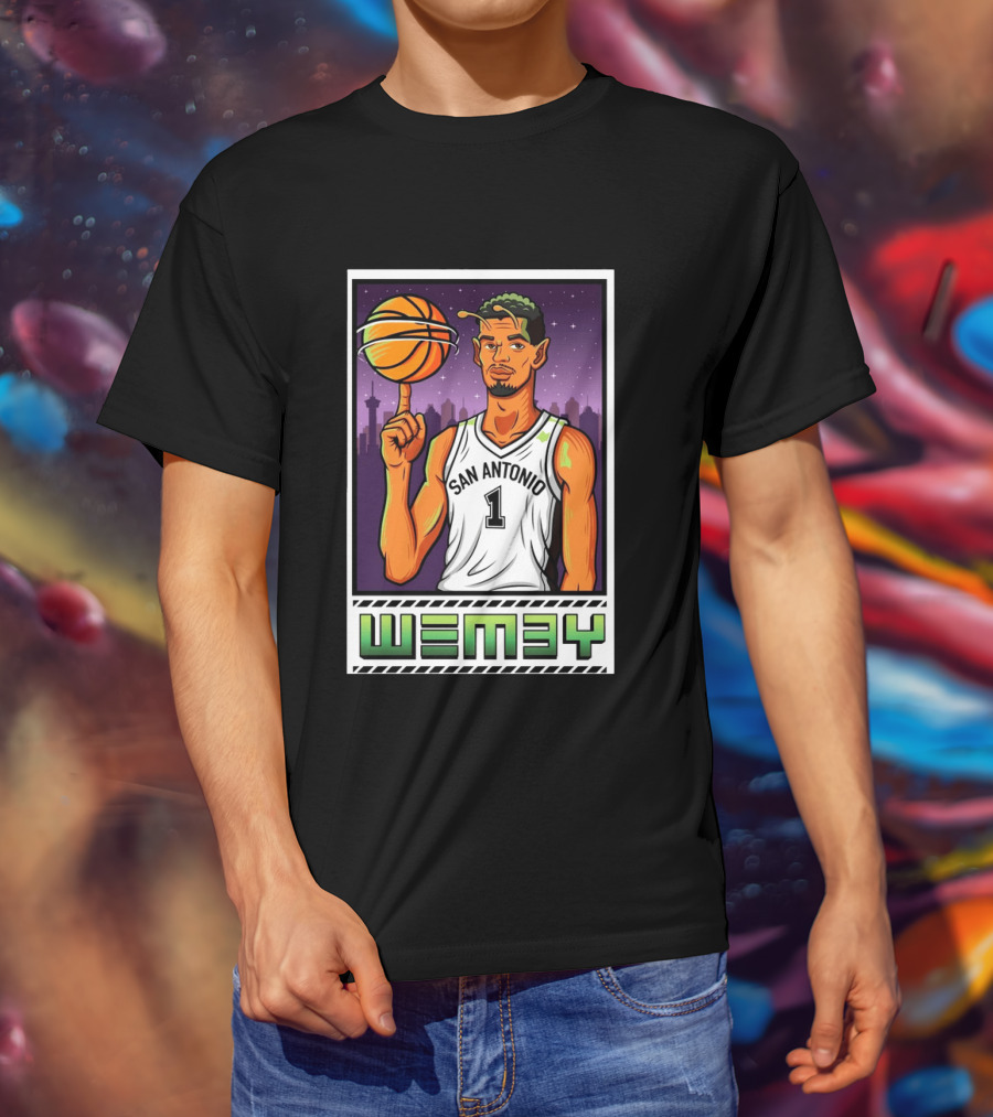 Wembanyama San Antonio Spurs Wemby Giclee Basketball Star Number 1 T-Shirt